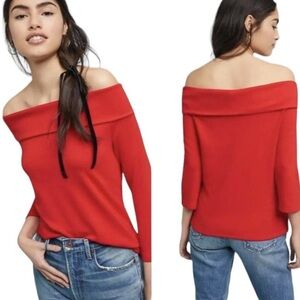 Anthropologie Women’s Red Off-Shoulder Blouse